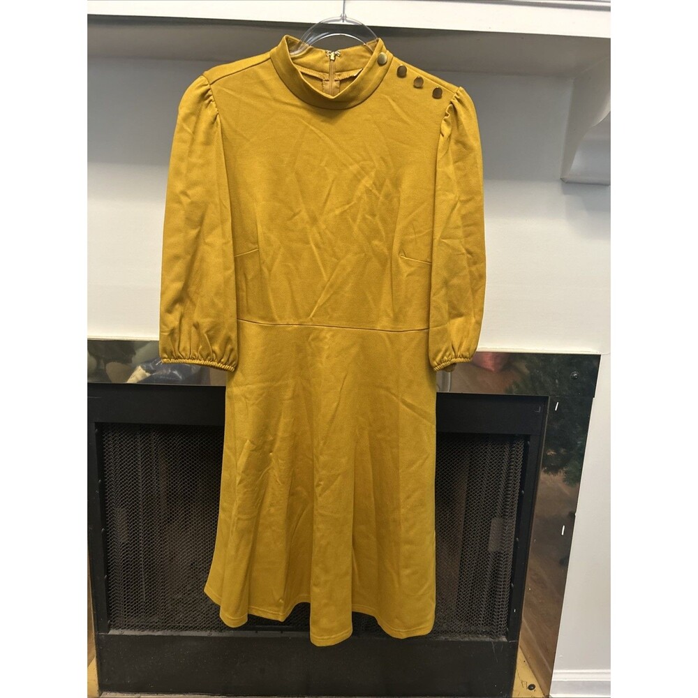 Women’s Nanette Lepore Mustard Yellow Mid-Sleeve Dress Size 6